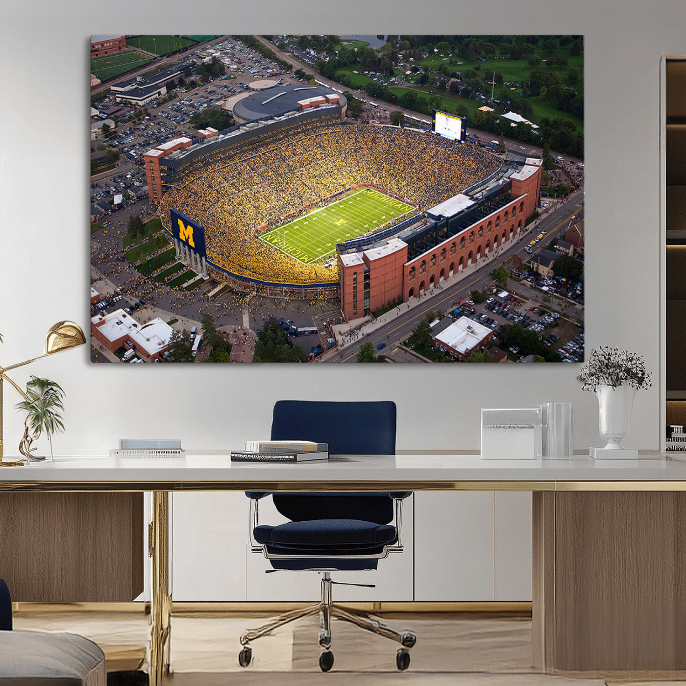 MGV-CV-36X24 - University of Michigan Wolverines Football Team Print - Ann Arbor Michigan Stadium Wall Art Canvas