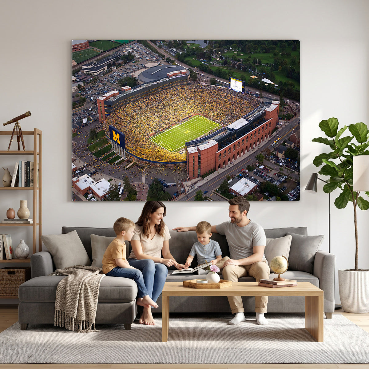 95248-PAN-FL-20X10 - University of Michigan Wolverines Football Team Print - Ann Arbor Michigan Stadium Wall Art Canvas