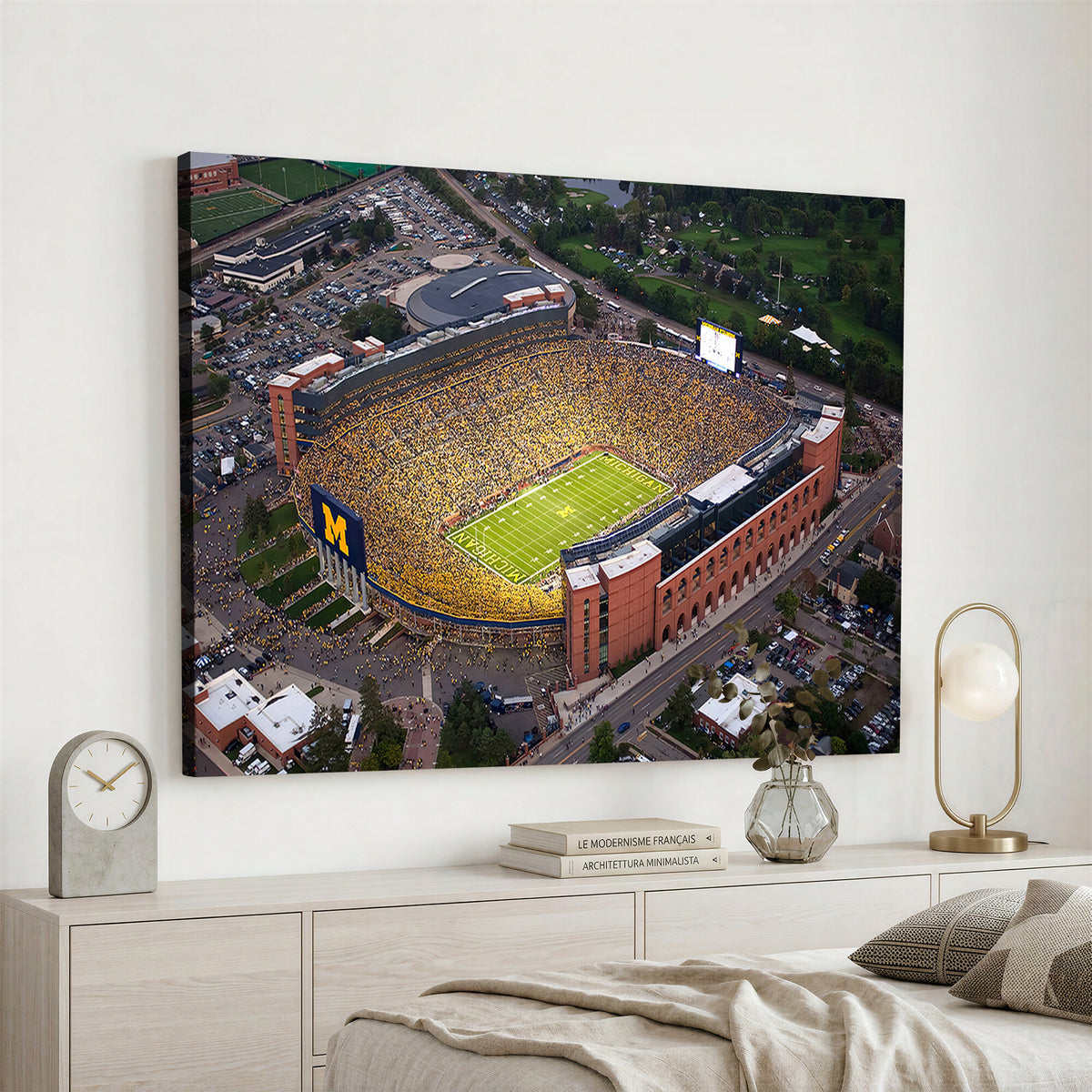 95248-MGV-CV-36X24 - University of Michigan Wolverines Football Team Print - Ann Arbor Michigan Stadium Wall Art Canvas
