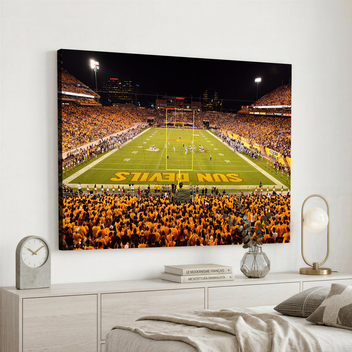 21588-MGV-CV-36X24 - ASU Sun Devils Football Team Print - Phoenix Mountain America Stadium Wall Art Canvas Print
