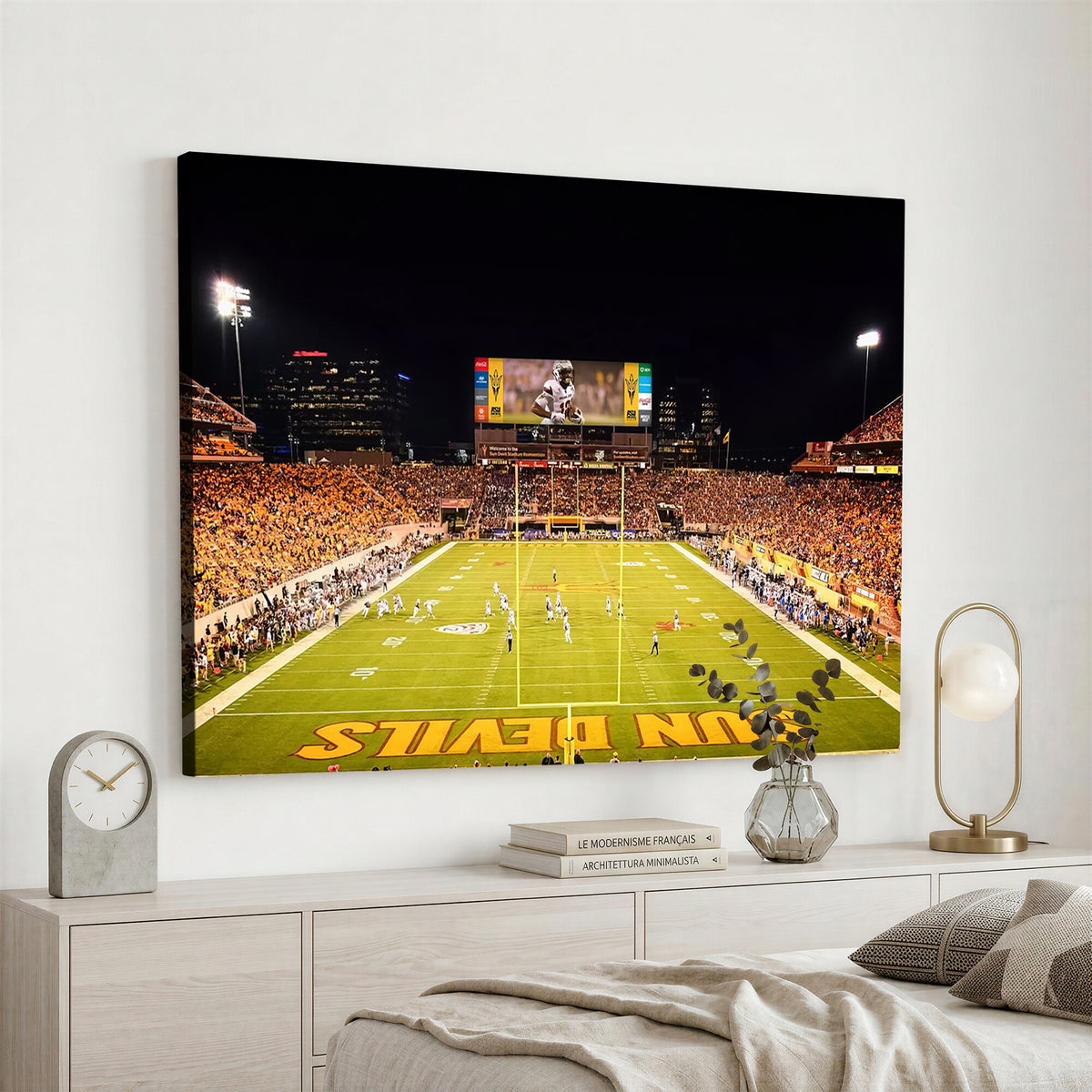 87612-MGV-CV-36X24 - ASU Sun Devils Football Team Print - Phoenix Mountain America Stadium Canvas Print