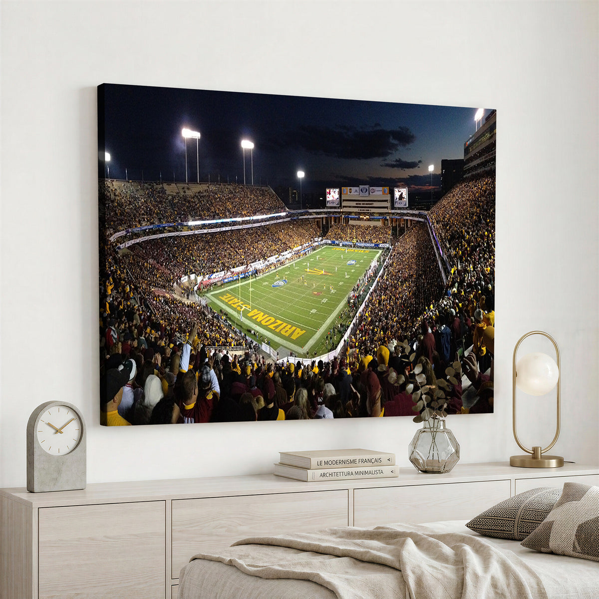 75716-MGV-CV-36X24 - ASU Sun Devils Football Team Print Canvas - Phoenix Mountain America Stadium Wall Art Canvas Print