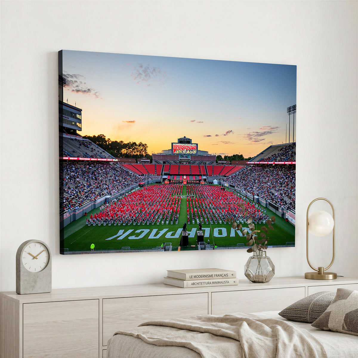 35266-MGV-CV-36X24 - NC State Wolfpack Football Team Print Wall Art - Raleigh Carter-Finley Stadium Wall Art Canvas Print