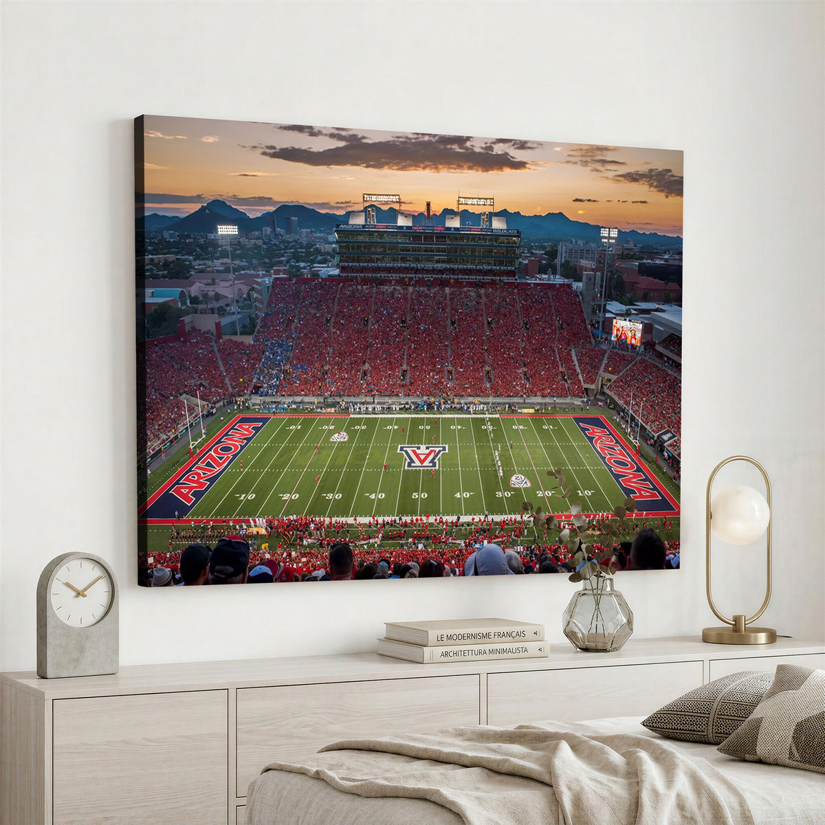 99722-MGV-CV-36X24 - Framed Arizona Wildcats Football Team Print - Tucson Arizona Stadium Wall Art Canvas Print