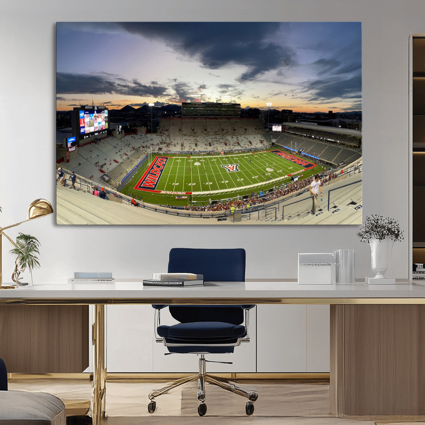 MGV-CV-36X24 - Arizona Wildcats Football Team Print - Tucson Arizona Stadium Wall Art Canvas Print