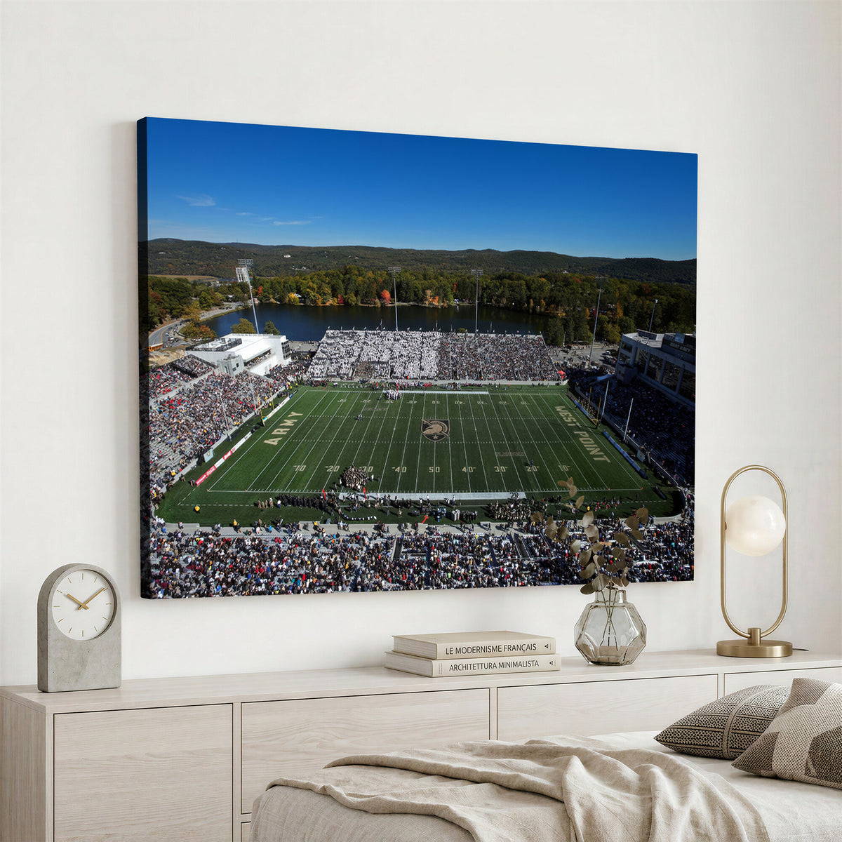 52056-MGV-CV-36X24 - Army Black Knights Football Team Print - West Point Michie Stadium Wall Art Canvas Print