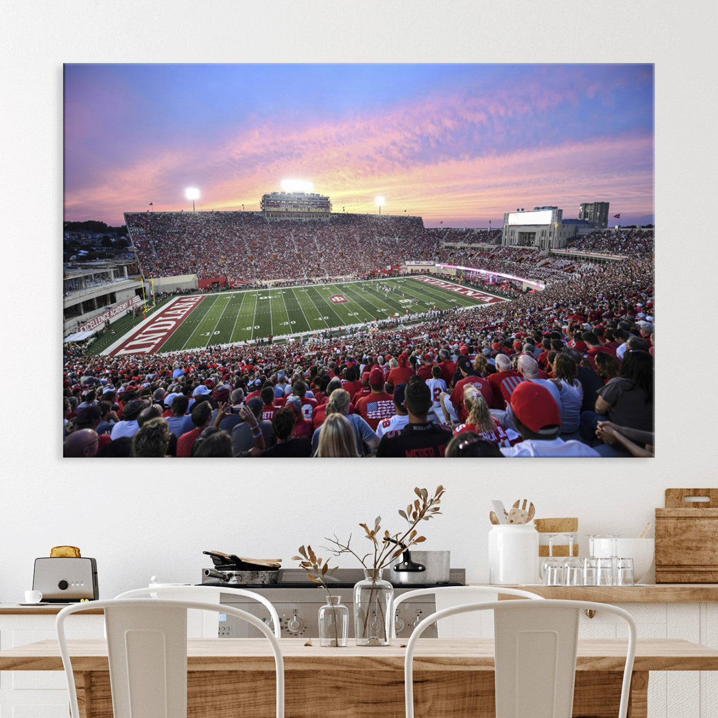 13046-MGV-CV-36X24-Indiana University Hoosiers Football Team Print - Bloomington Memorial Stadium Wall Art Canvas Print