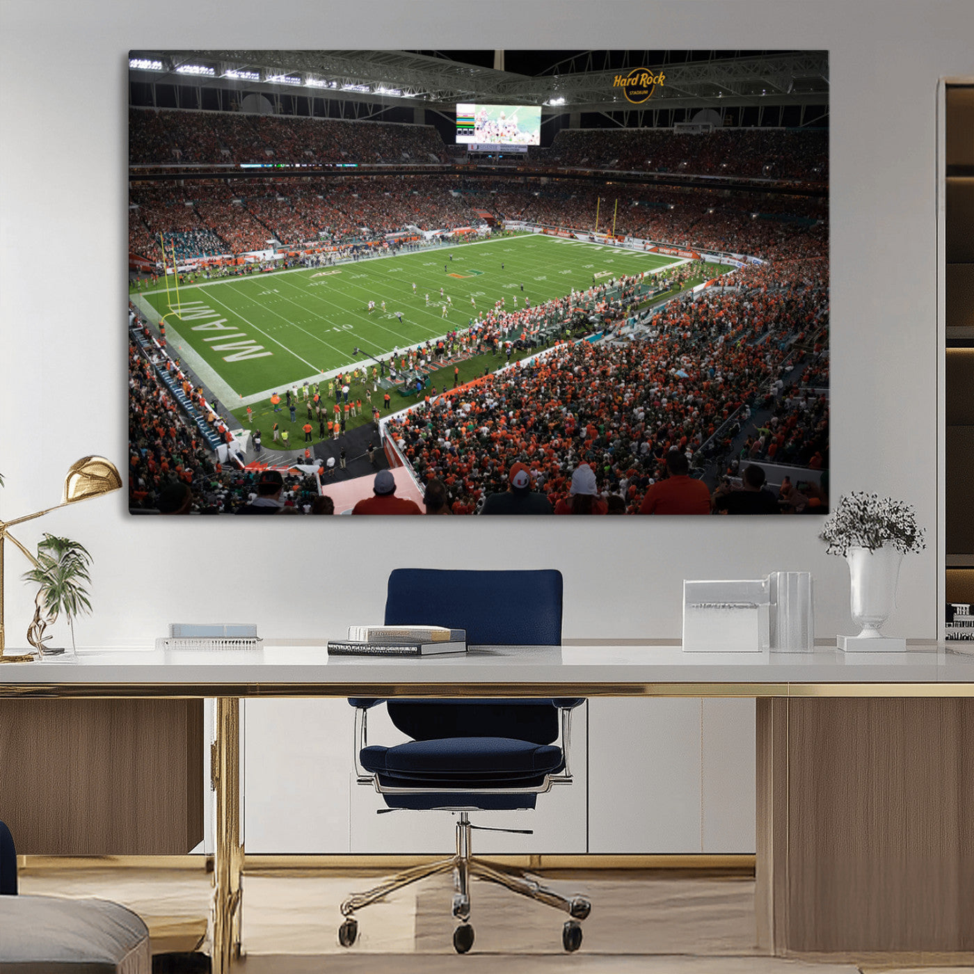MGV-CV-36X24 - Miami Hurricanes Football Team Print Canvas- Miami Hard Rock Stadium Wall Art Canvas Print