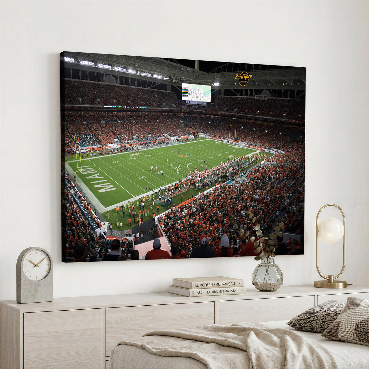 33698-PAN-FL-20X10 - Miami Hurricanes Football Team Print Canvas- Miami Hard Rock Stadium Wall Art Canvas Print
