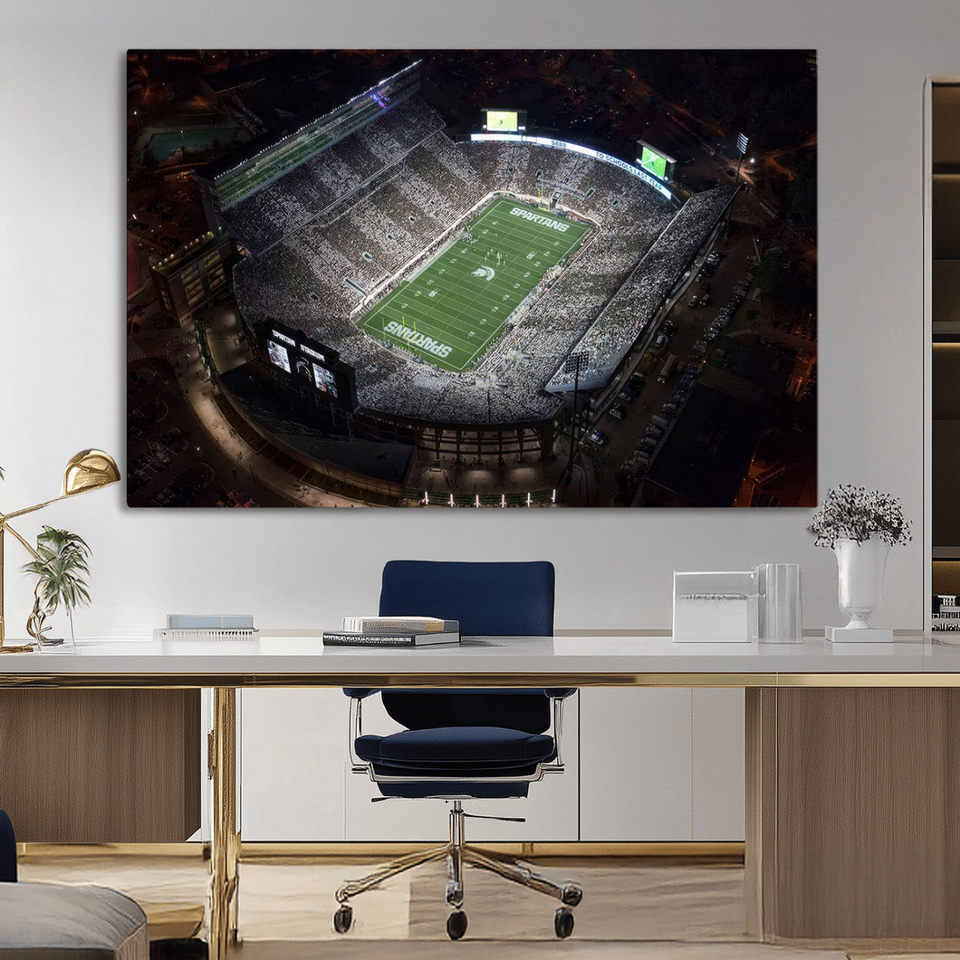 MGV-CV-36X24 - Michigan State Spartans Football Team Print - East Lansing Spartan Stadium Print Wall Art