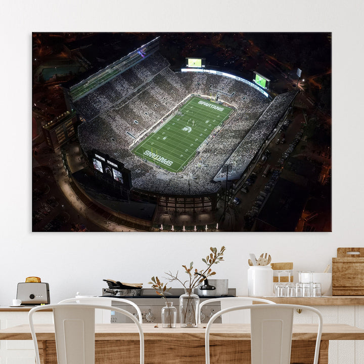 Michigan State Spartans Football Team Print - East Lansing Spartan Stadium Print Wall Art