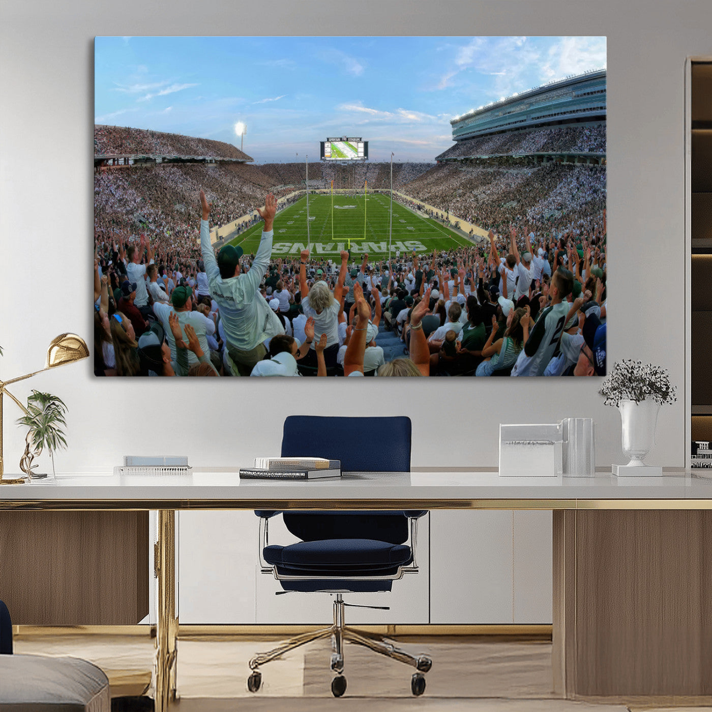 MGV-CV-36X24 - Michigan State Spartans Football Team Print - East Lansing Spartan Stadium Wall Art Canvas Print