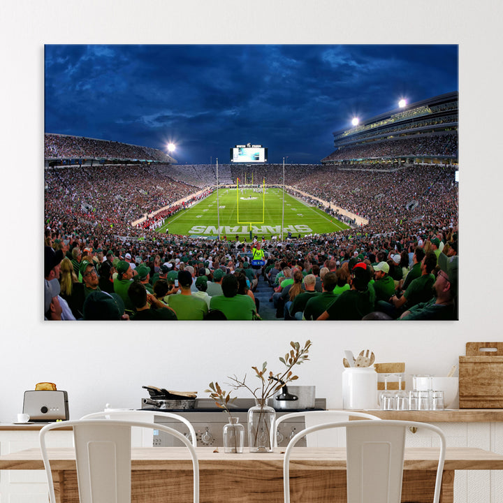 Michigan State Spartans Football Team Print - East Lansing Spartan Stadium Wall Art Canvas Print