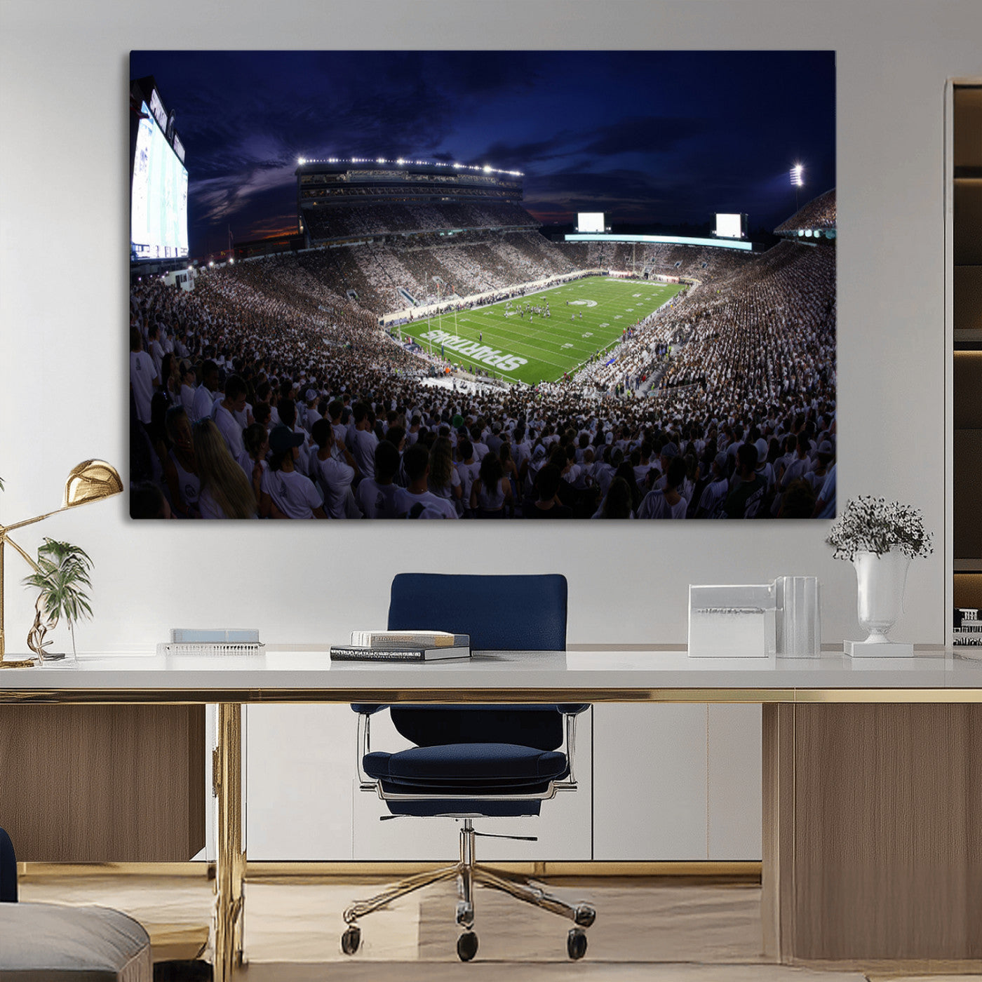 MGV-CV-36X24 - Michigan State Spartans Canvas, Framed Football Team Print - East Lansing Spartan Stadium Wall Art