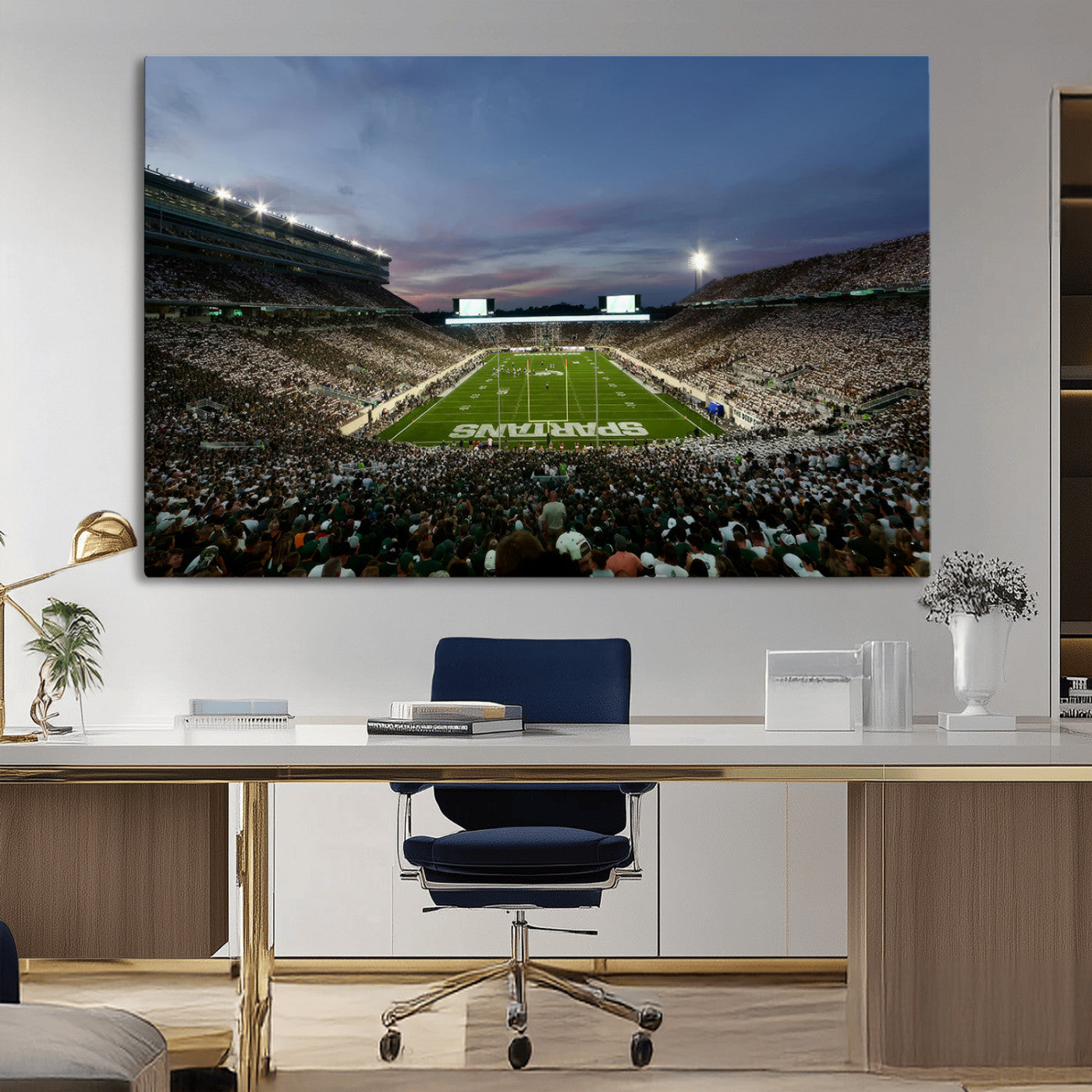 MGV-CV-36X24 - Michigan State Spartans Football Team Print - East Lansing Spartan Stadium Canvas Print