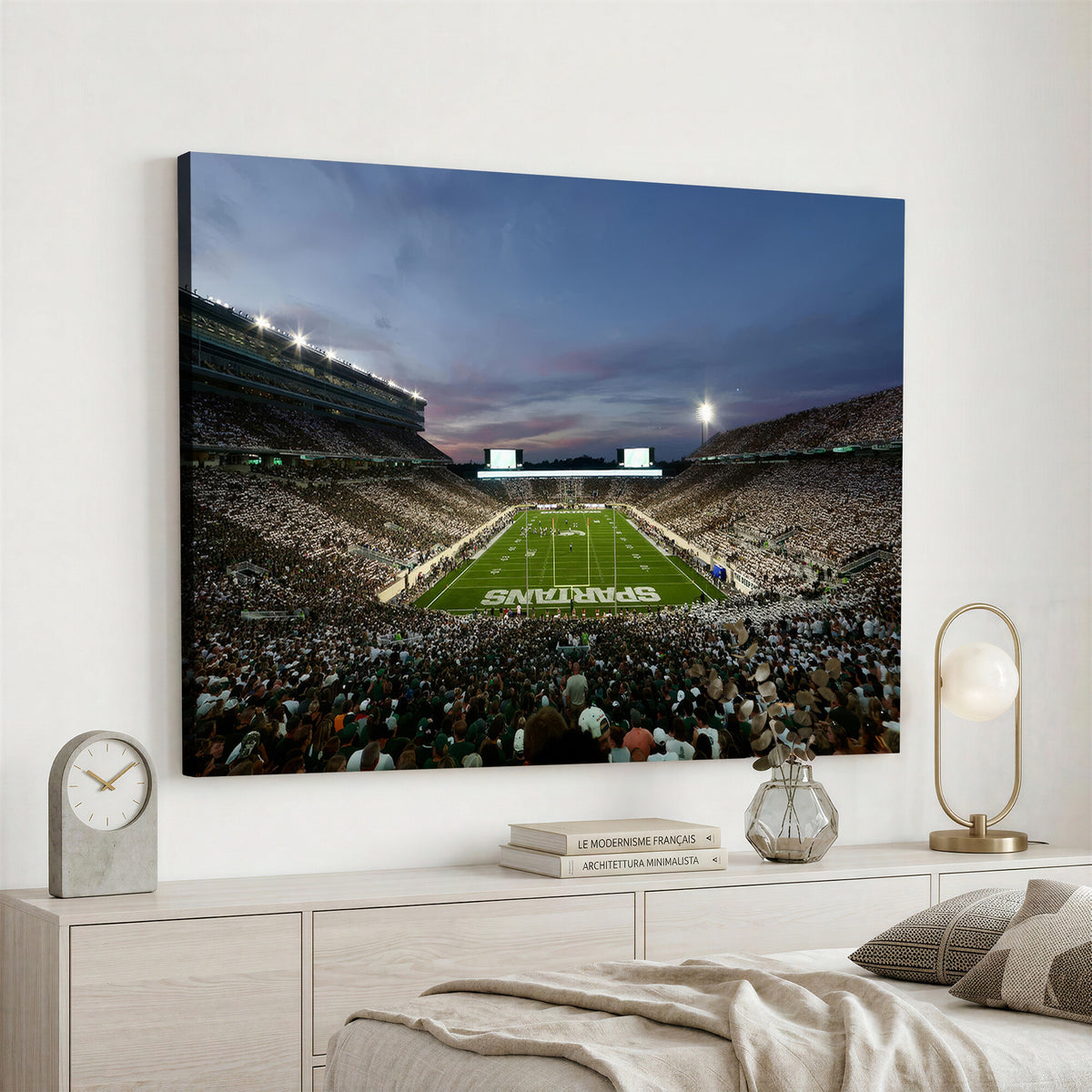 90831-PAN-FL-20X10 - Michigan State Spartans Football Team Print - East Lansing Spartan Stadium Canvas Print