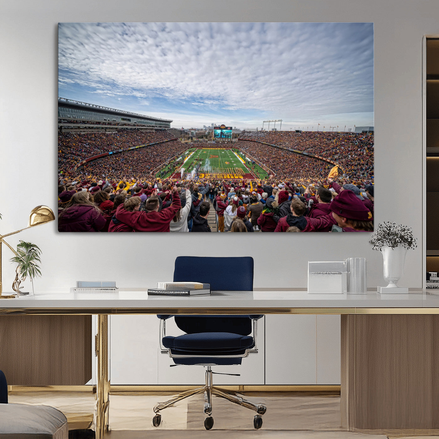 MGV-CV-36X24 - University of Minnesota Golden Gophers Football Team Print - Minneapolis Huntington Bank Stadium Art