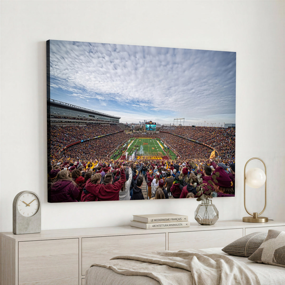 38459-PAN-FL-20X10 - University of Minnesota Golden Gophers Football Team Print - Minneapolis Huntington Bank Stadium Art