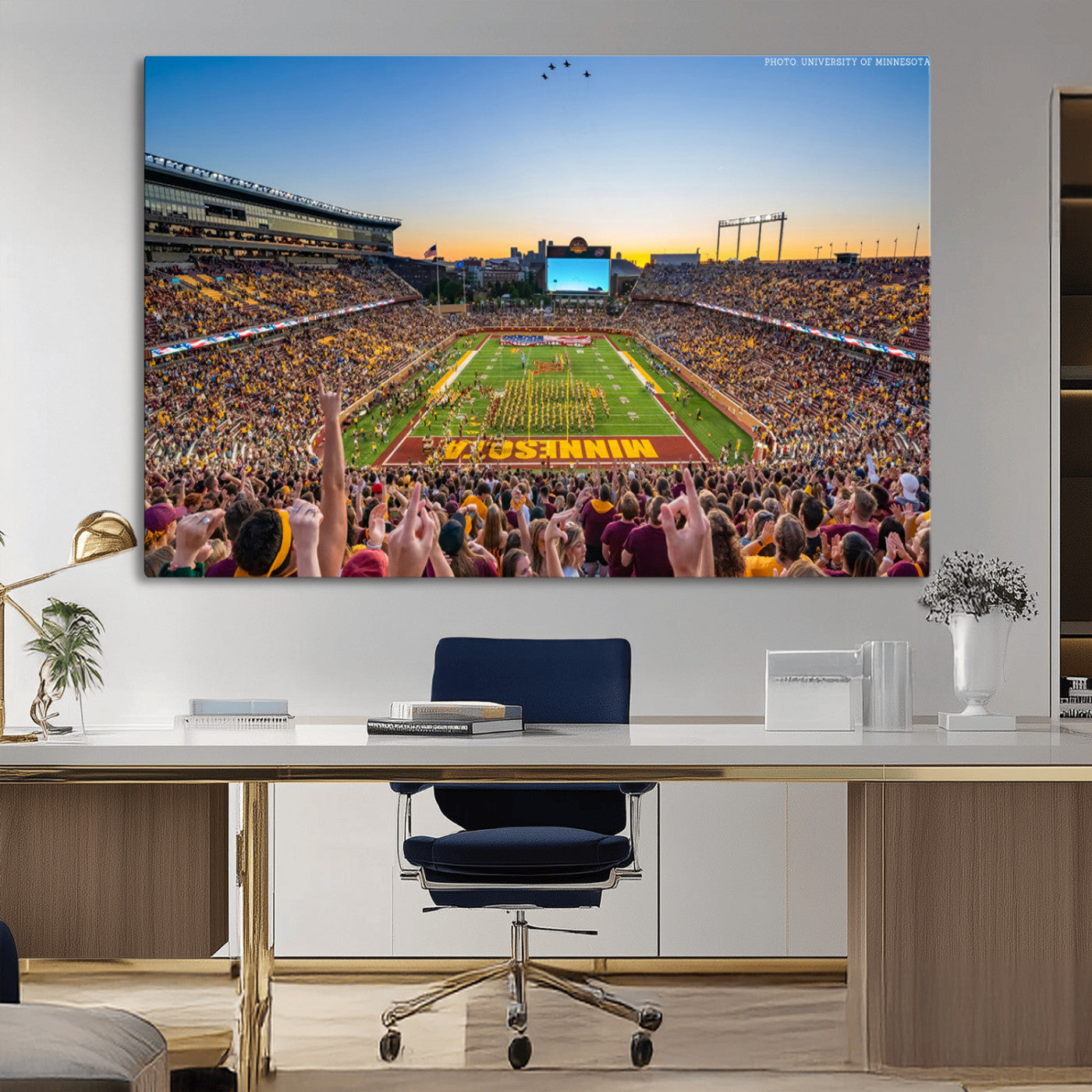 MGV-CV-36X24 - University of Minnesota Golden Gophers Football Team Print - Minneapolis Huntington Bank Stadium