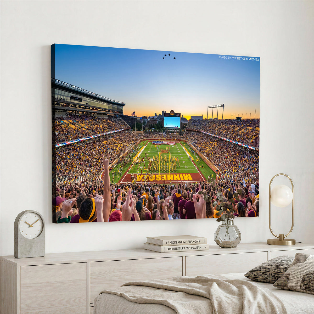 63452-PAN-FL-20X10 - University of Minnesota Golden Gophers Football Team Print - Minneapolis Huntington Bank Stadium
