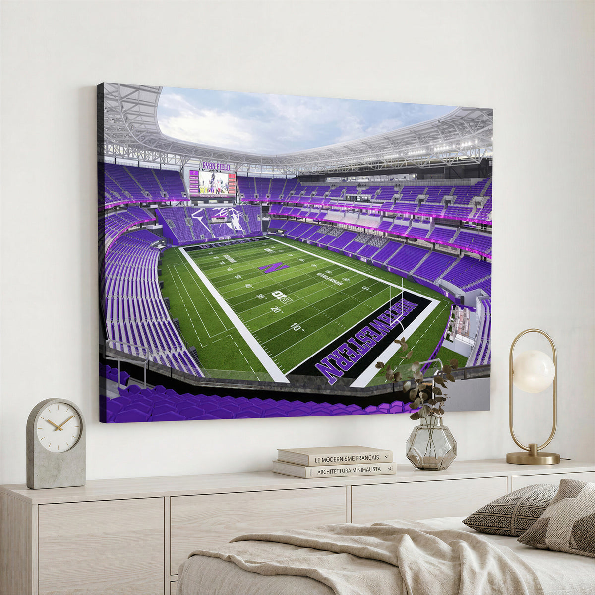 49190-MGV-CV-36X24 - Northwestern University Wildcats Football Team Print - Evanston Ryan Field Wall Art Canvas Print