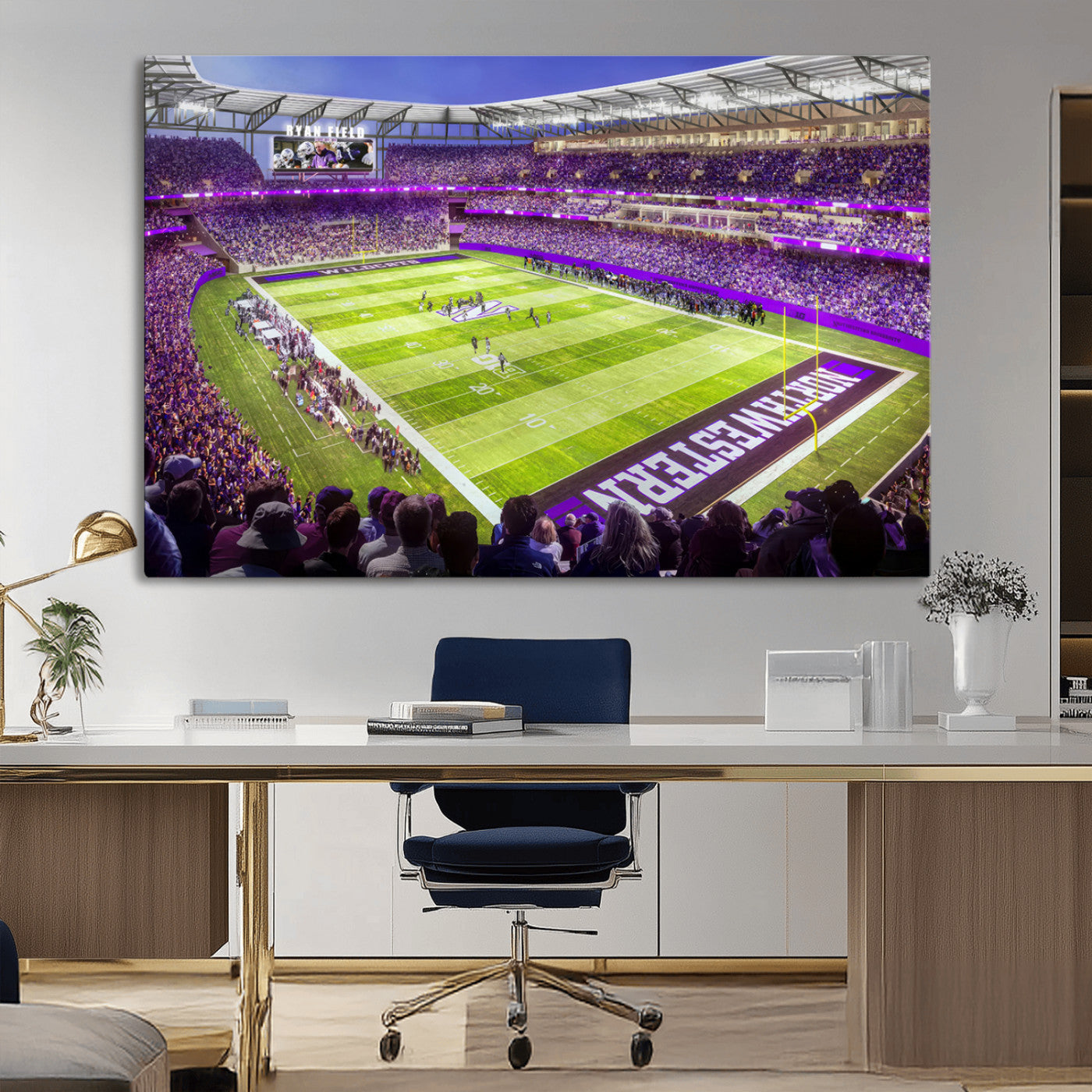 MGV-CV-36X24 - Northwestern University Wildcats Football Team Print - Evanston Ryan Field Wall Art Canvas Print