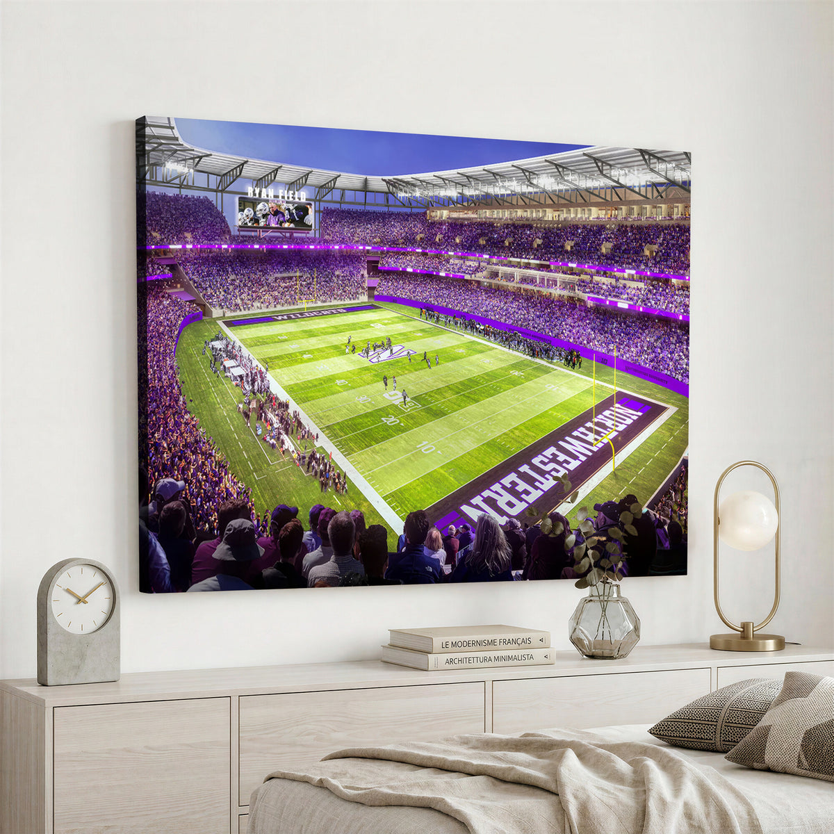 81245-MGV-CV-36X24 - Northwestern University Wildcats Football Team Print - Evanston Ryan Field Wall Art Canvas Print