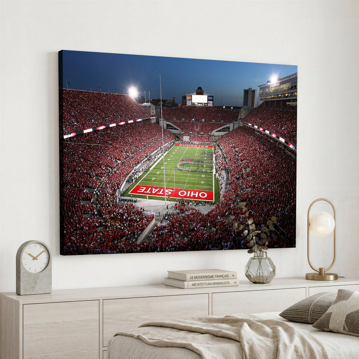 98743-PAN-FL-20X10 - Ohio State University Buckeyes Football Team Print - Columbus Ohio Stadium Wall Art Canvas Print