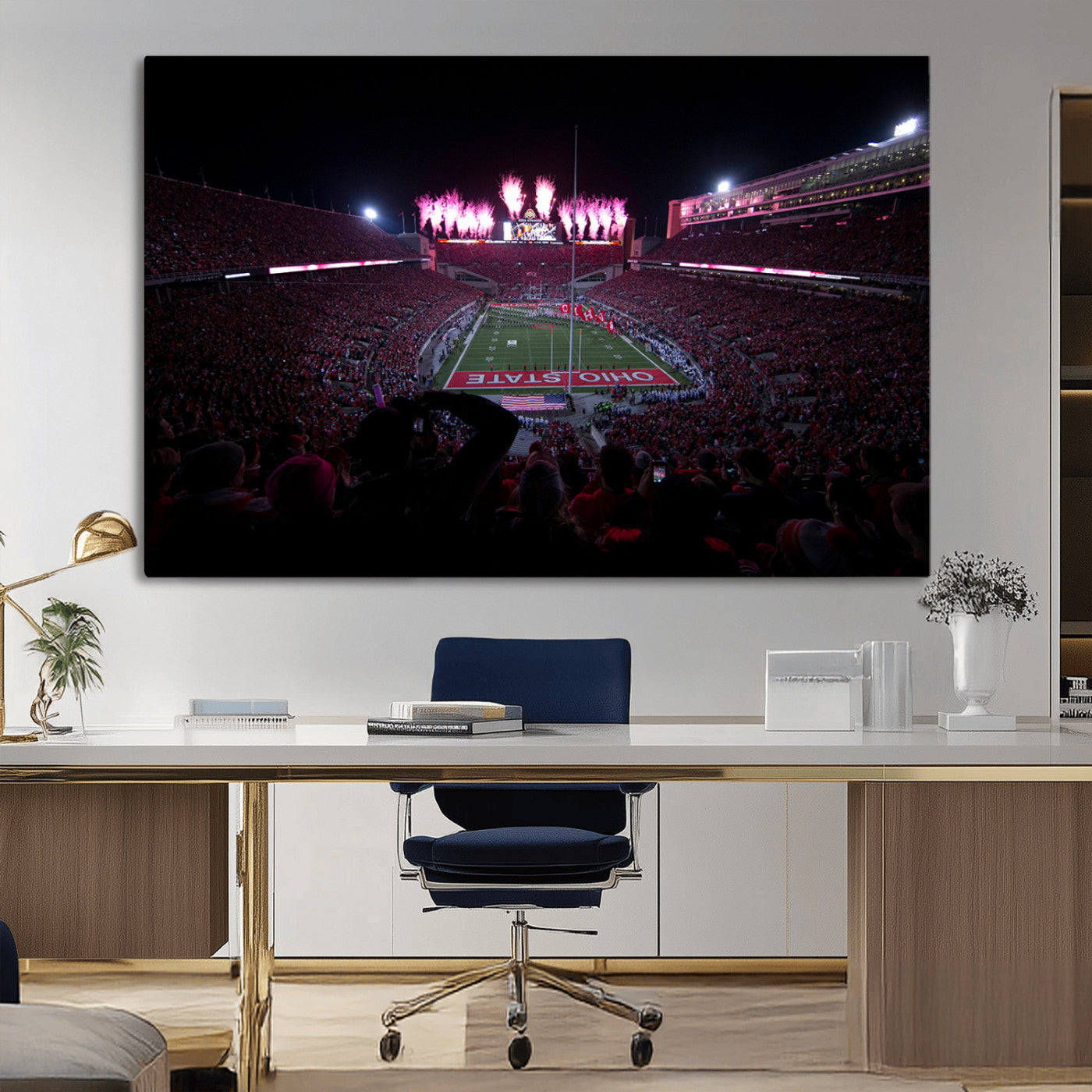 MGV-CV-36X24 - Ohio State University Buckeyes Football Team Print - Columbus Ohio Stadium Wall Art Canvas Print