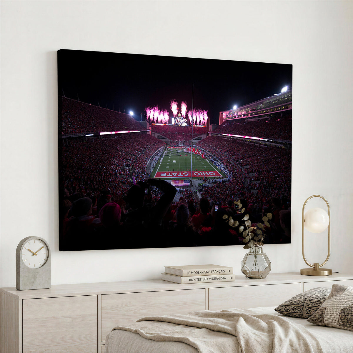 20483-PAN-FL-20X10 - Ohio State University Buckeyes Football Team Print - Columbus Ohio Stadium Wall Art Canvas Print