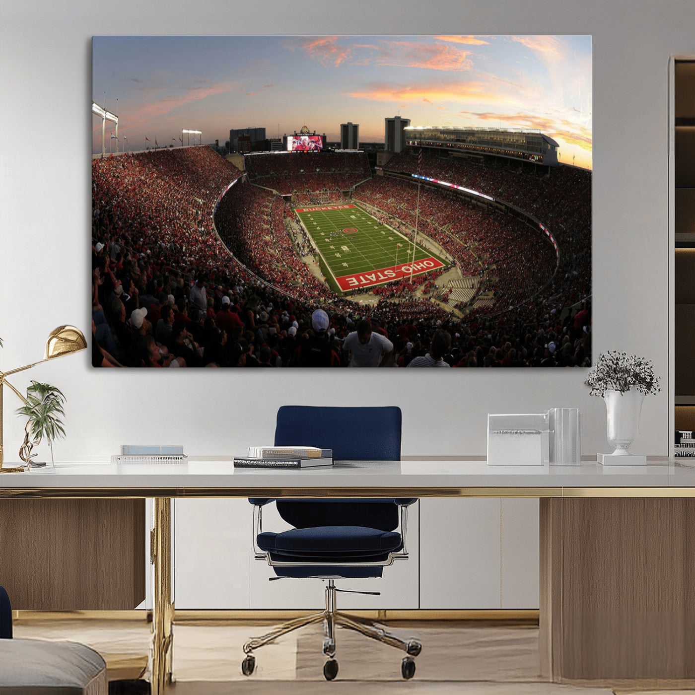 MGV-CV-36X24 - Ohio State University Buckeyes Football Team Print - Columbus Ohio Stadium Wall Art Canvas Print
