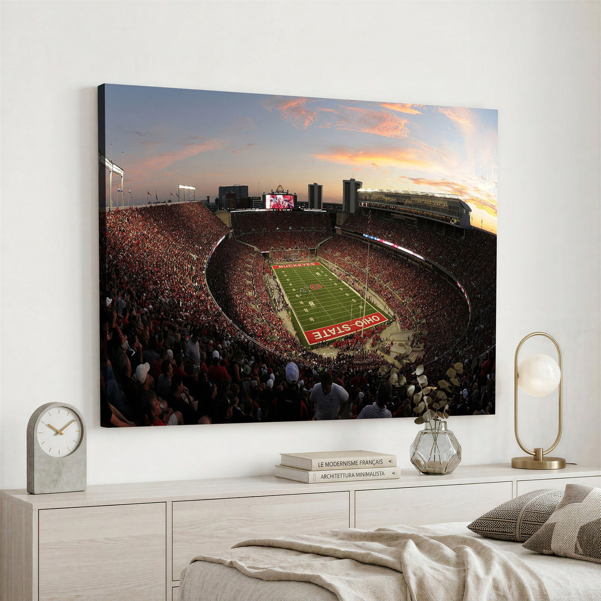 28825-PAN-FL-20X10 - Ohio State University Buckeyes Football Team Print - Columbus Ohio Stadium Wall Art Canvas Print