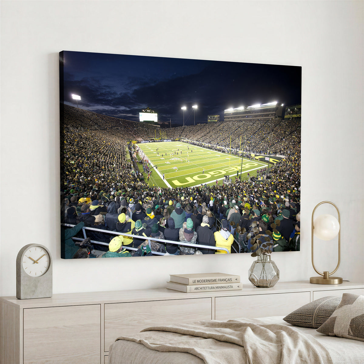 48756-PAN-FL-20X10 - University of Oregon Ducks Football Team Print - Eugene Autzen Stadium Wall Art Canvas Print