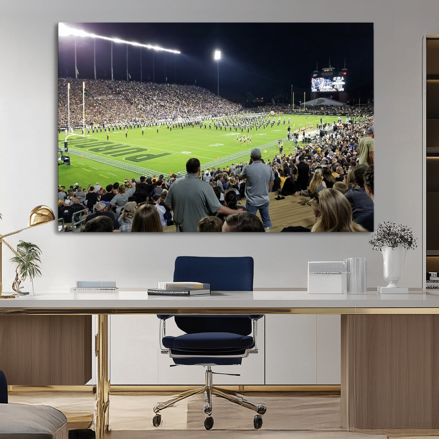 MGV-CV-36X24 - Purdue University Boilermakers Football Team Print - West Lafayette Ross-Ade Stadium Wall Art Canvas
