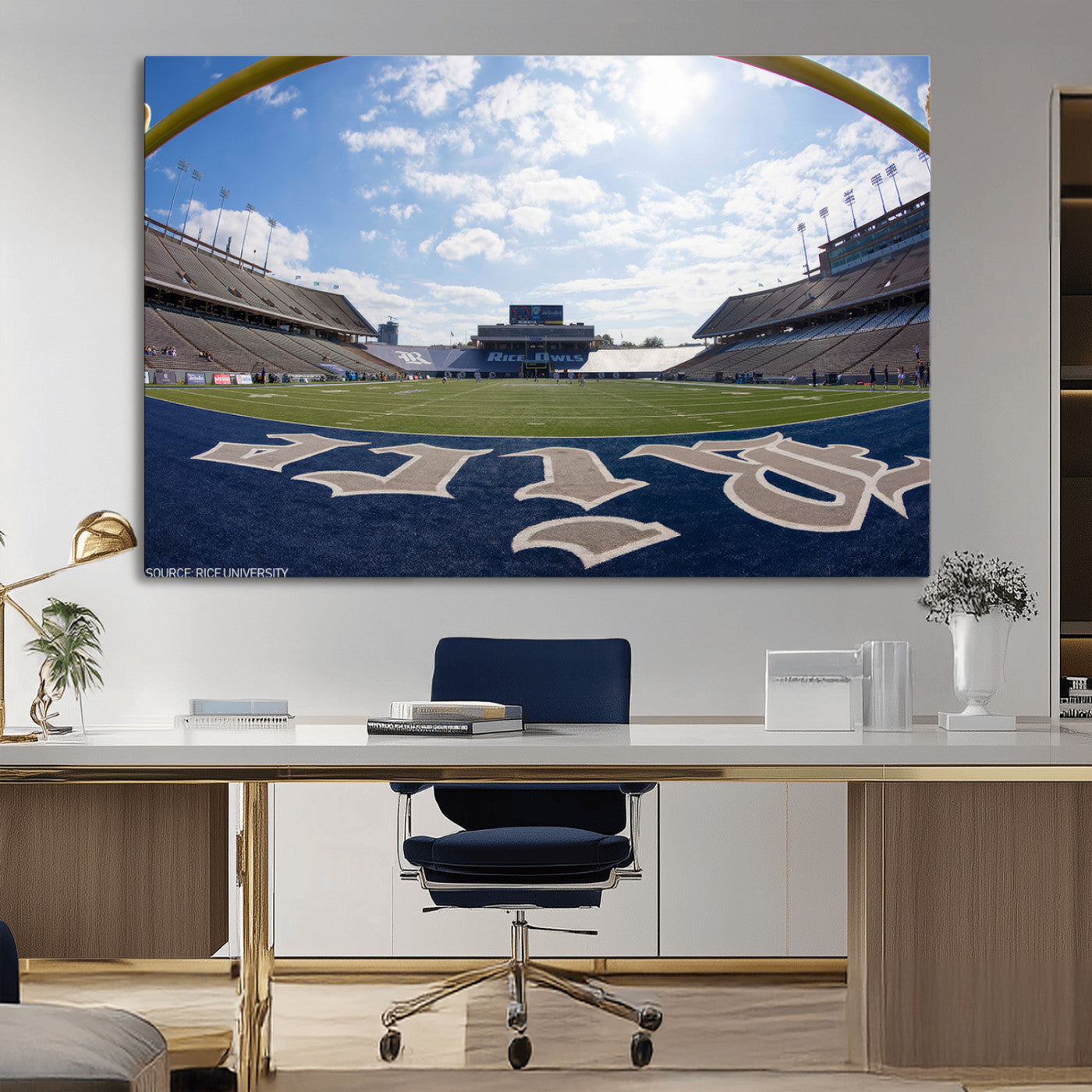 MGV-CV-36X24 - Rice University Owls Football Team Print - Houston Rice Stadium Wall Art Canvas Print