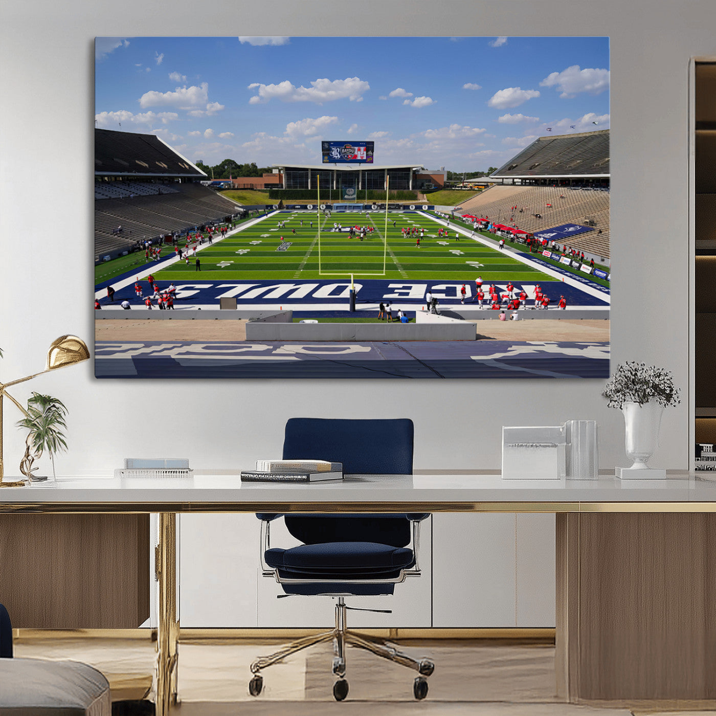 MGV-CV-36X24 - Rice University Owls Football Team Print - Houston Rice Stadium Wall Art Canvas Print