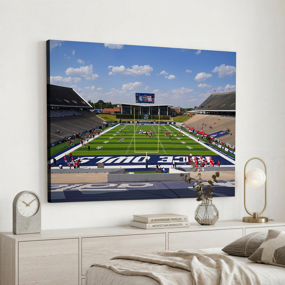 92248-MGV-CV-36X24 - Rice University Owls Football Team Print, Houston Rice Stadium