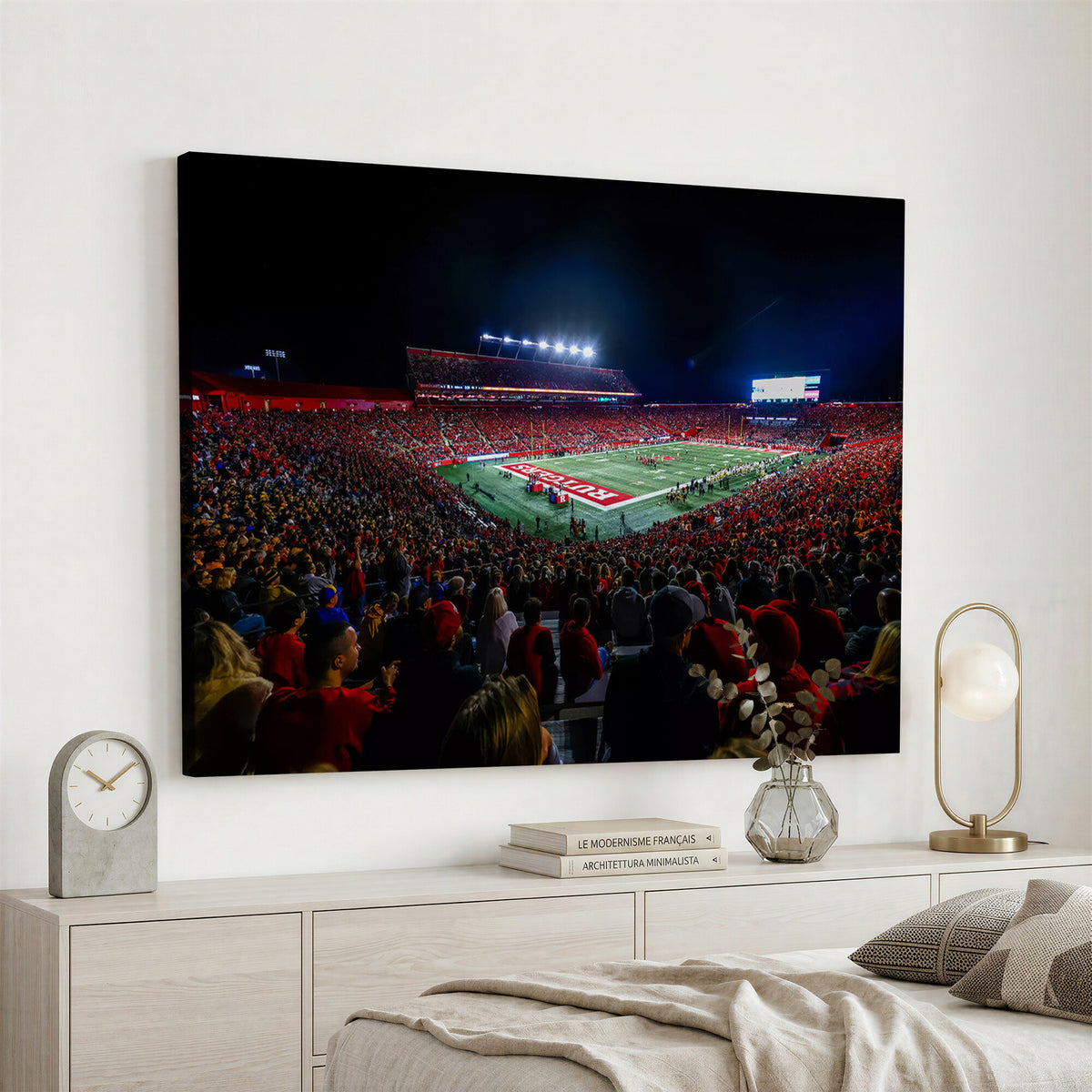 18115-PAN-FL-20X10 - Rutgers Scarlet Knights Football Team Print - SHI Stadium, Piscataway Wall Art Canvas Print