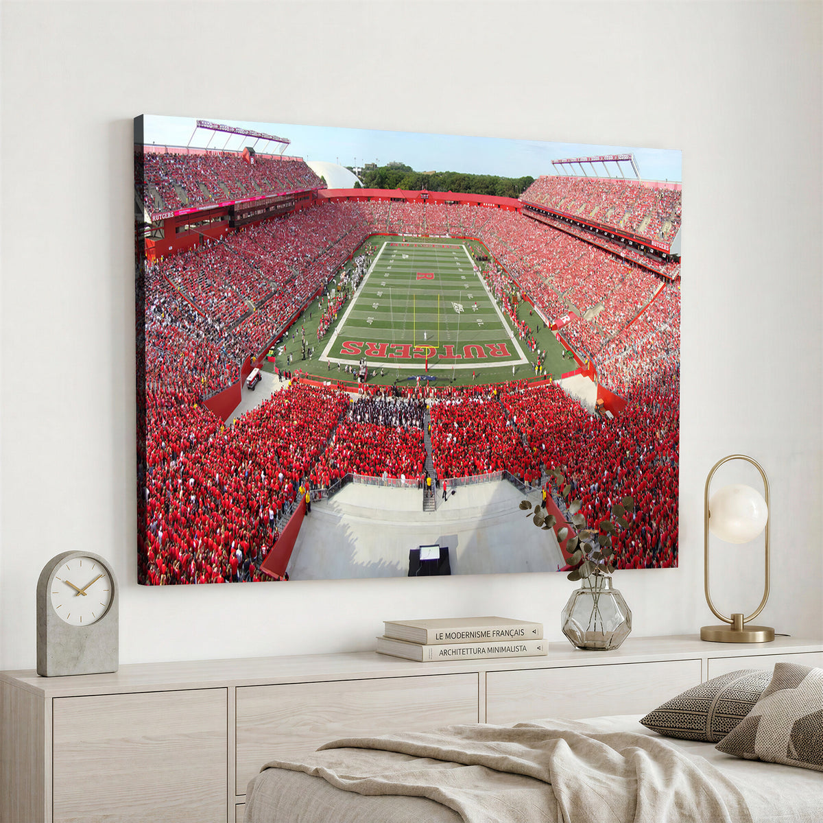 90818-PAN-FL-20X10 - Rutgers Scarlet Knights Football Team Print - Piscataway SHI Stadium Wall Art Canvas Print