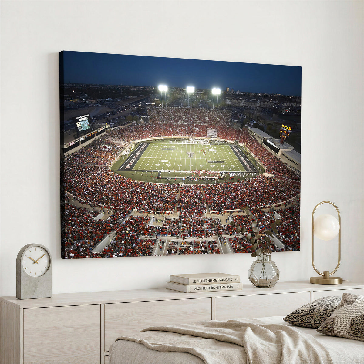 55763-MGV-CV-36X24 - Texas Tech Red Raiders Football Team Print, Lubbock Jones AT&T Stadium, Framed and Ready to Hang