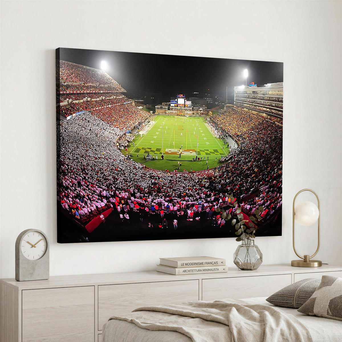 12091-PAN-FL-20X10 - University of Maryland Terrapins Football Team Print - College Park SECU Stadium Wall Art Canvas