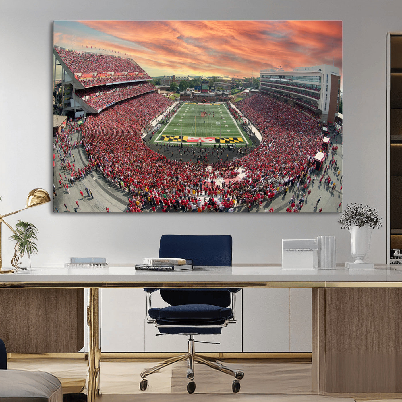 MGV-CV-36X24 - University of Maryland Terrapins Football Team Print - College Park SECU Stadium Wall Art Canvas