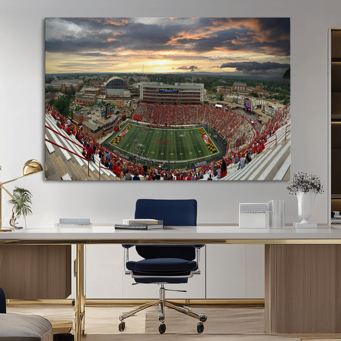 MGV-CV-36X24 - University of Maryland Terrapins Football Team Print - College Park SECU Stadium Wall Art Canvas