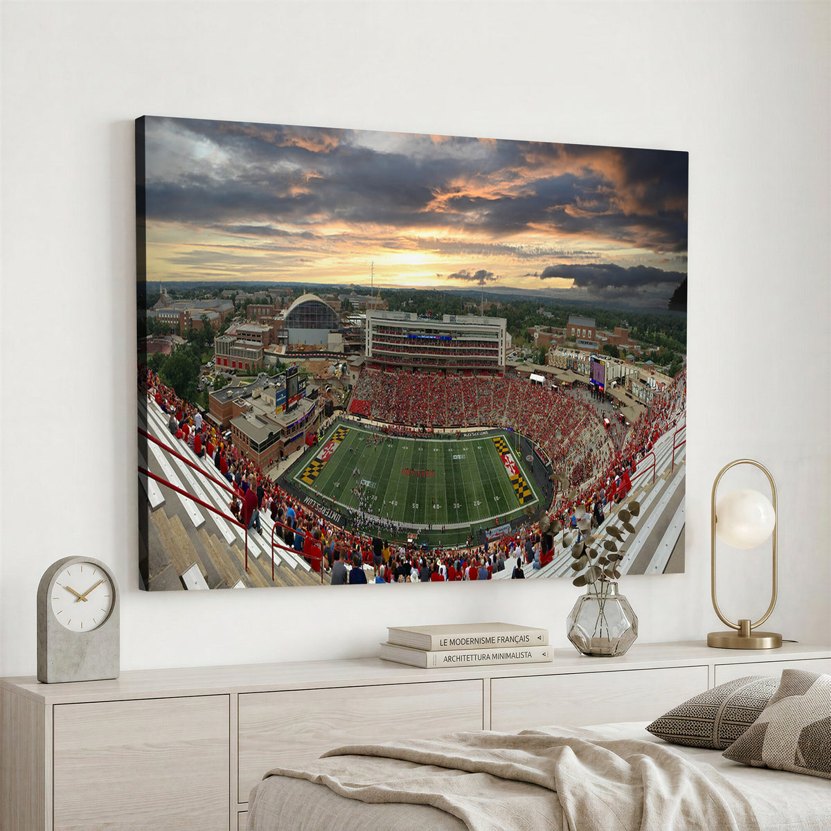 29993-PAN-FL-20X10 - University of Maryland Terrapins Football Team Print - College Park SECU Stadium Wall Art Canvas