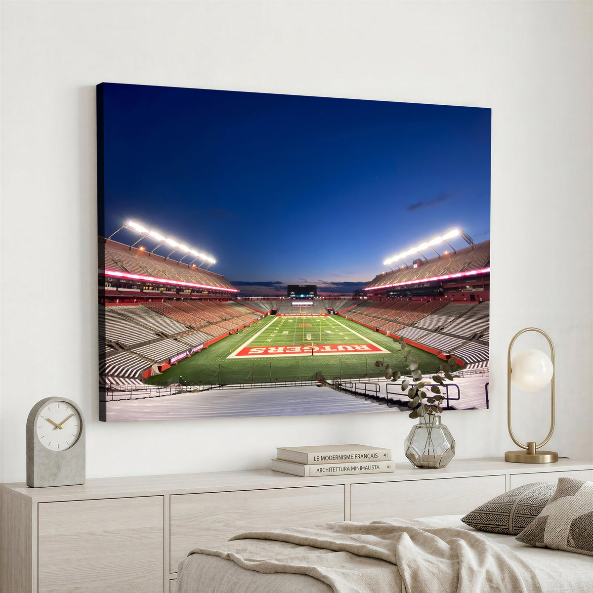 15051-MGV-CV-36X24 - Rutgers Scarlet Knights Football Team Print, Piscataway SHI Stadium