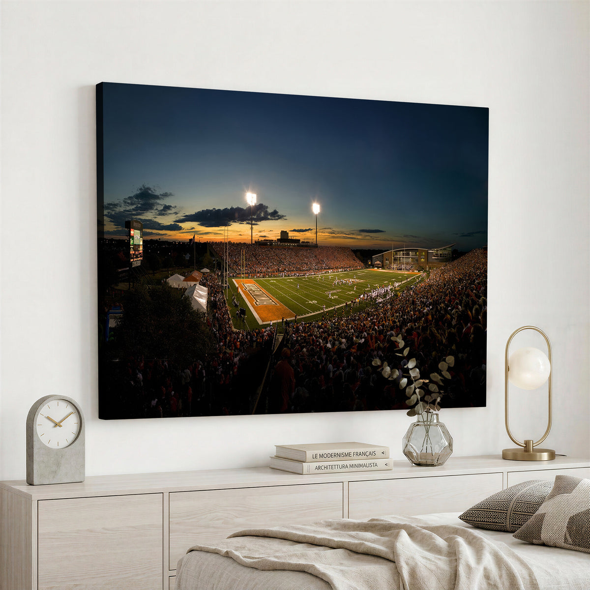 15980-PAN-FL-20X10 - Ball State Cardinals Football Team Print - Muncie Scheumann Stadium Wall Art Canvas Print