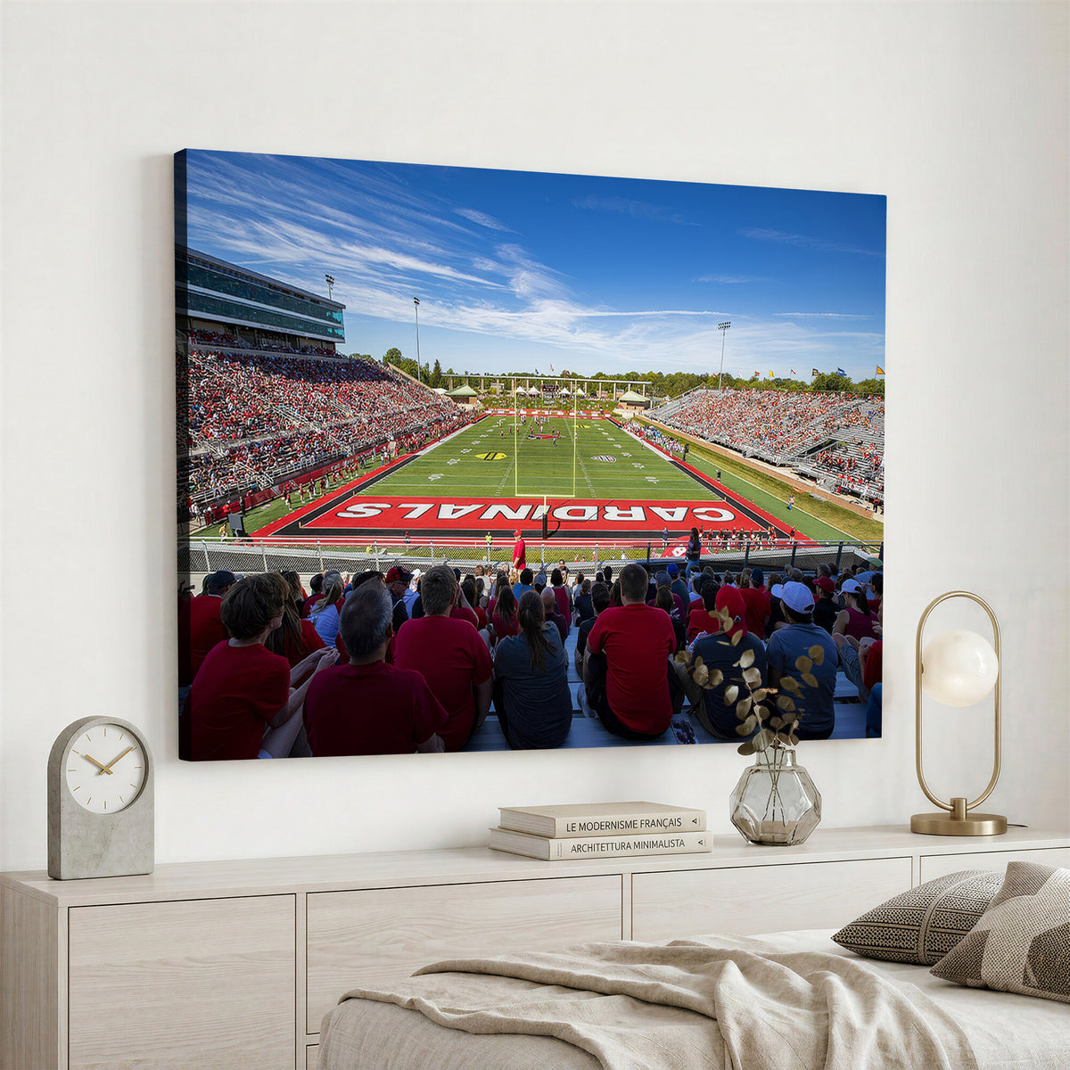 71475-PAN-FL-20X10 - Ball State Cardinals Football Team Print - Muncie Scheumann Stadium Wall Art Canvas Print