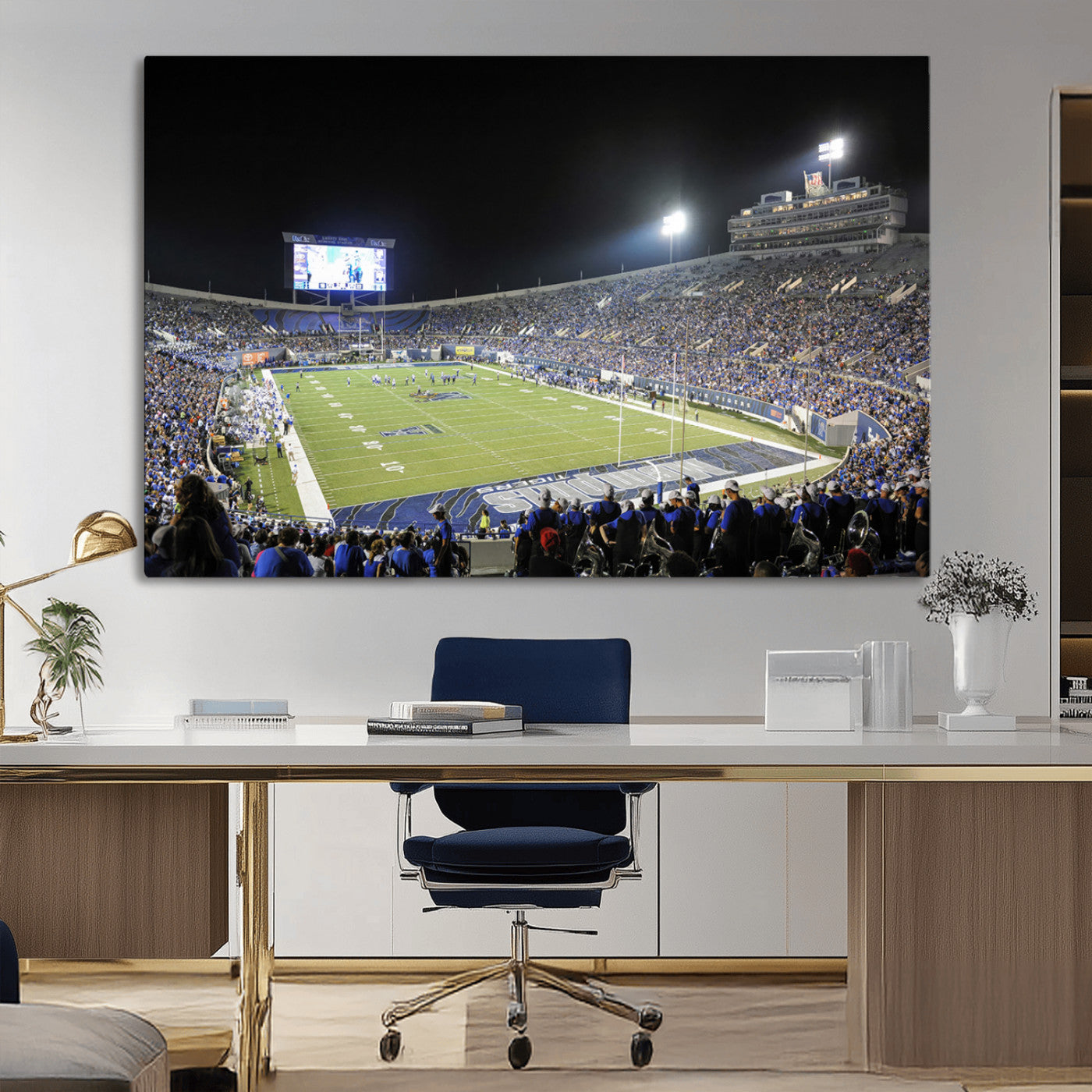 MGV-CV-36X24 - University of Memphis Tigers Football Team Print - Memphis Simmons Bank Liberty Stadium Wall Art