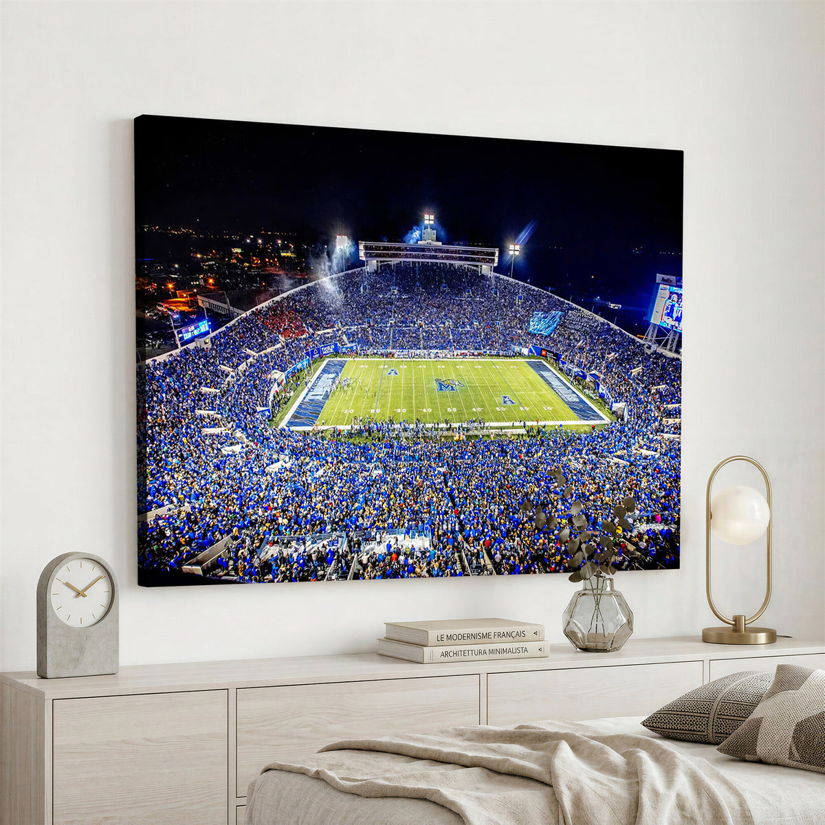 11665-PAN-FL-20X10 - University of Memphis Tigers Football Team Print - Memphis Simmons Bank Liberty Stadium Wall Art