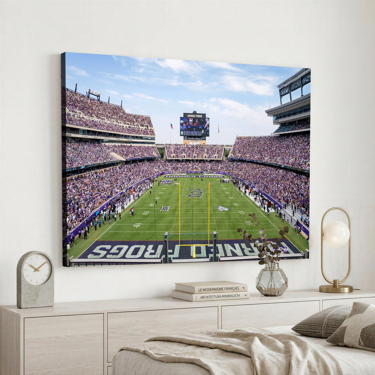 27650-PAN-FL-20X10 - TCU Horned Frogs Football Team Print - Fort Worth Amon G. Carter Stadium Wall Art Canvas Print